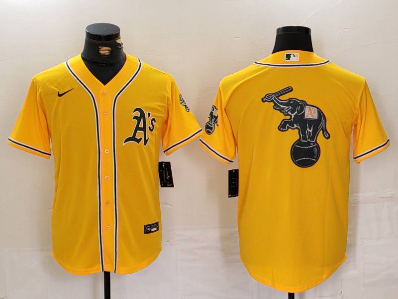 Men Oakland Athletics Blank Yellow Game 2024 Nike MLB Jersey style 4